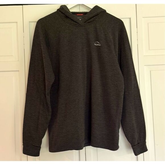 L.L. Bean grey hooded light polartec pullover sweater m - Picture 10 of 10
